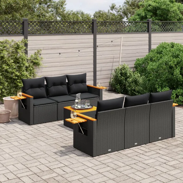 vidaXL Patio Sofa Set 6-zits Black, foto 2