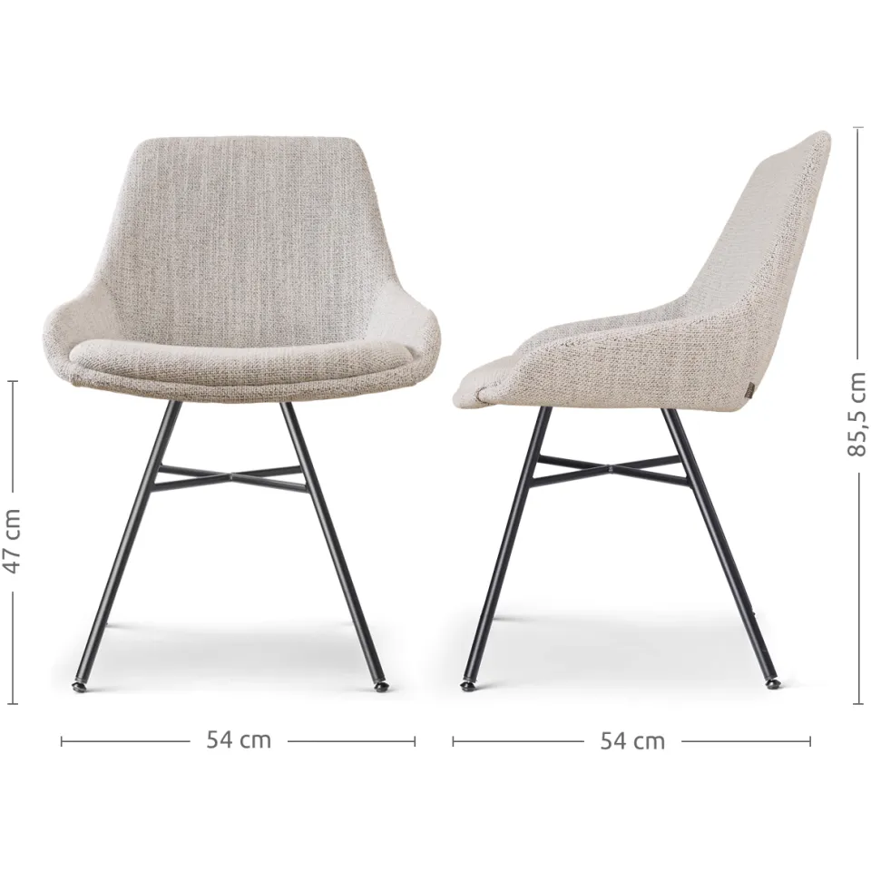 Nolon Noa-Isa eetkamerstoel beige gemêleerd - zwart onderstel, foto 3