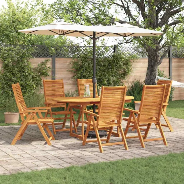 vidaXL Tuin eettafelset 7 st Bruin Massief Acaciahout
