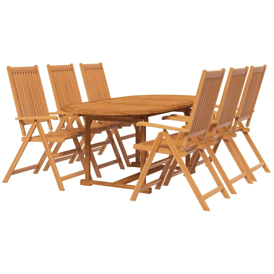 vidaXL 7-delige Tuinset massief acaciahout 120-170 cm Bruin