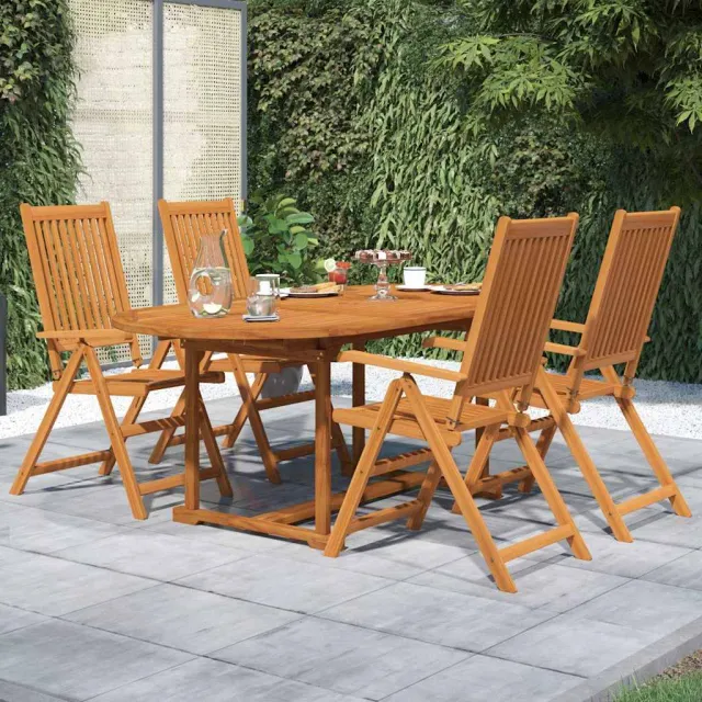 vidaXL 5-delige Tuinset massief acaciahout 120-170 cm Bruin
