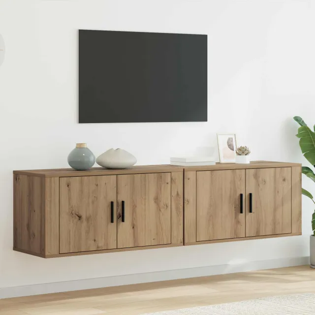 vidaXL Wandtv-kast Set 2 st 80 x 34,5 x 40 cm Artisan Eiken Bruin