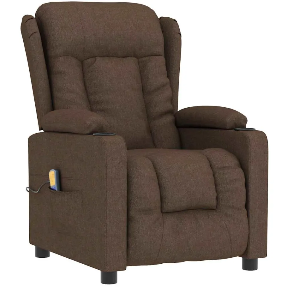 vidaXL Massagestoel stof bruin, foto 3