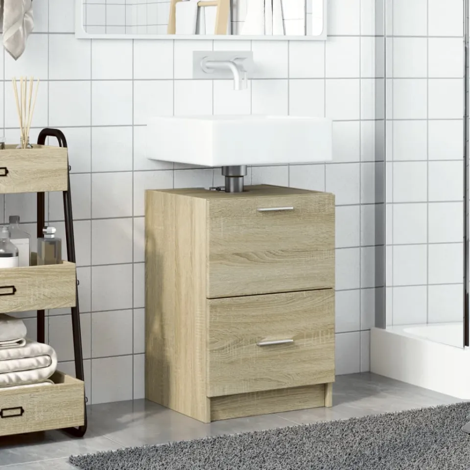 vidaXL Wastafelkast 40x37x59 cm bewerkt hout sonoma eikenkleurig, foto 3