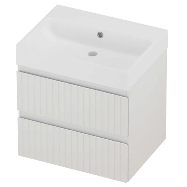 Proline Podium Badmeubelset Polystone Loft Gefreesd 60x46x62 cm Mat White Glans Wit