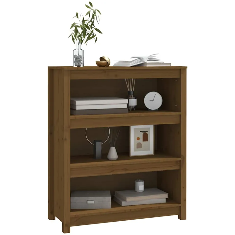 vidaXL Boekenkast 80x35x97 cm massief grenenhout honingbruin bruin, foto 3