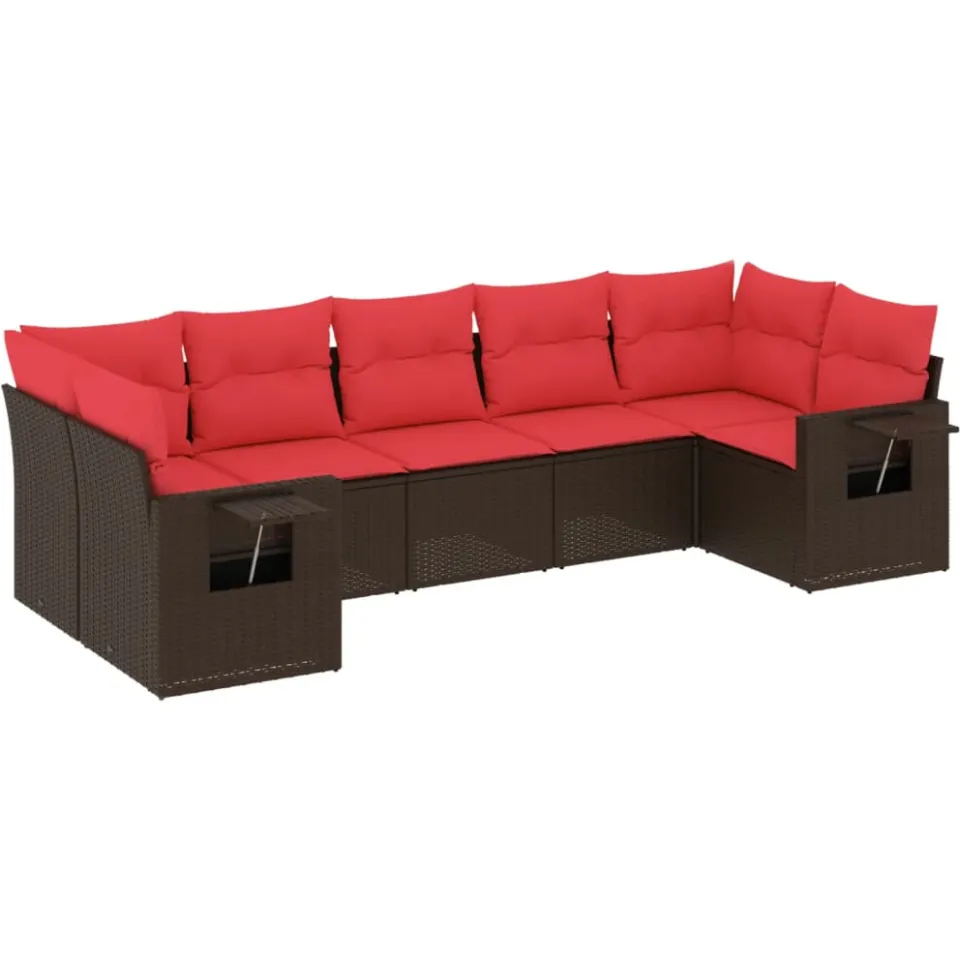 vidaXL 7-delige tuinbankset met kussens, bruin polyrotan, foto 3