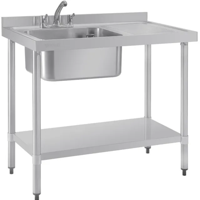 Vogue Spoeltafel Enkele Spoelbak Afdruiprek Rechts - Vogue DY820 - Horeca & Professioneel Grijs