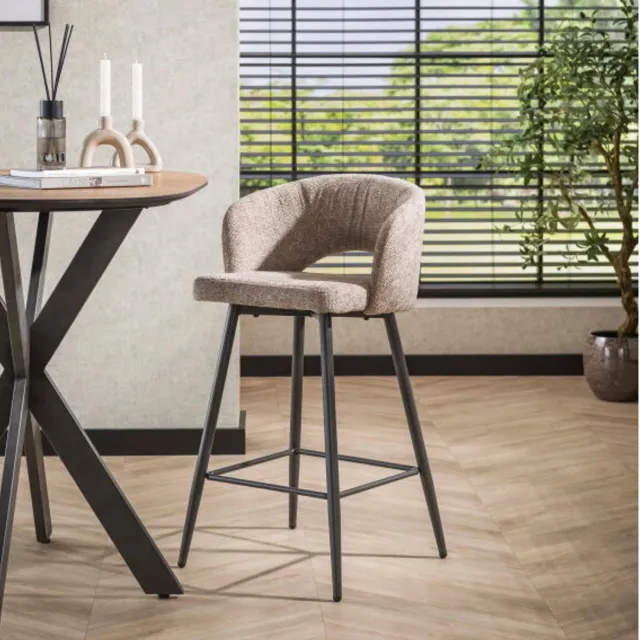 Meubelplaats Barstoel boucle salon. VPE2 - Tissee cargo zandkleur - barstoelen set van 2