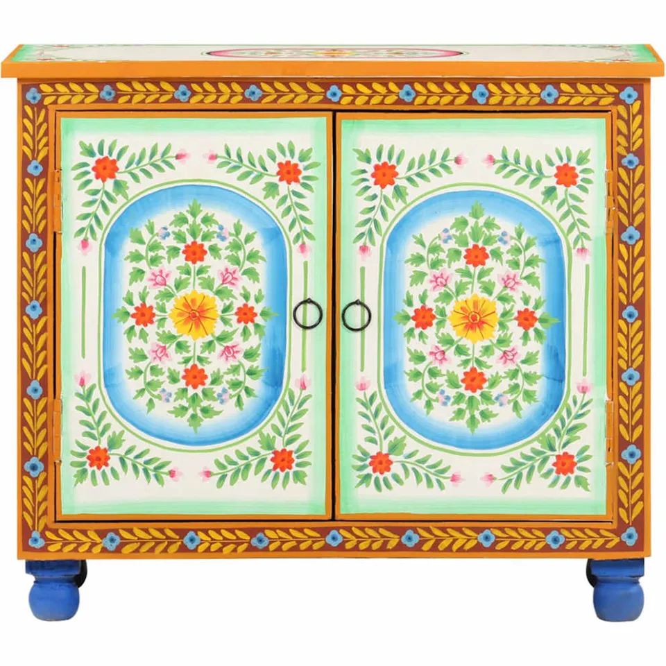 vidaXL Dressoir handgeschilderd 70x35x60 cm massief mangohout meerkleurig, foto 3