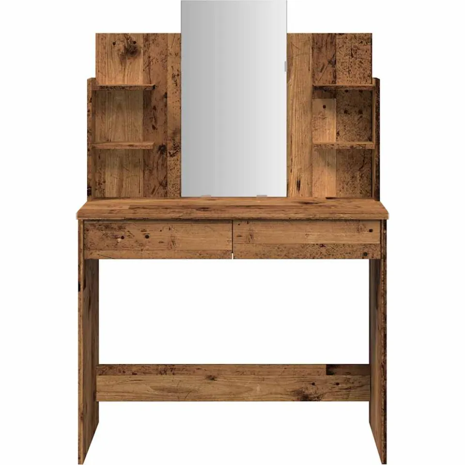 vidaXL Kaptafel met spiegel 96x39x142 cm oud houtkleurig bruin, foto 3
