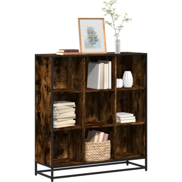 vidaXL Boekenkast 97,5x33x107,5 cm hout en metaal gerookt eikenkleurig Bruin