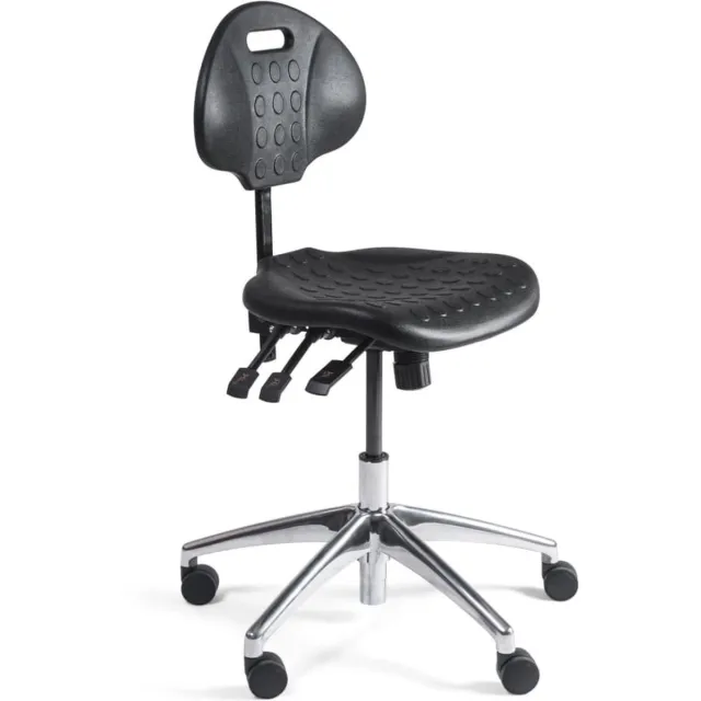 Workliving Werkstoel PU Laag - Alu onderstel - Wielen - (N)EN 1335 - Baliestoel - Kassastoel PU - Laag - ALU onderstel