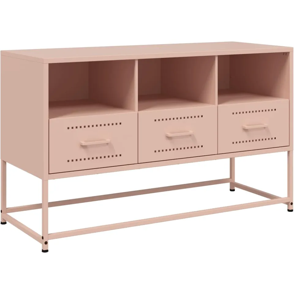 vidaXL Tv-meubel 100,5x39x60,5 cm staal roze