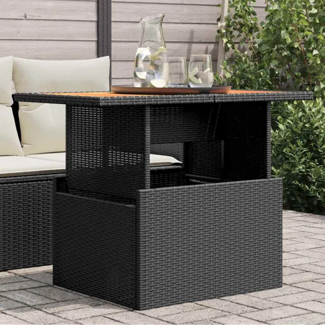 vidaXL Tuintafel 100x55x73 cm poly rattan en acaciahout zwart, foto 2