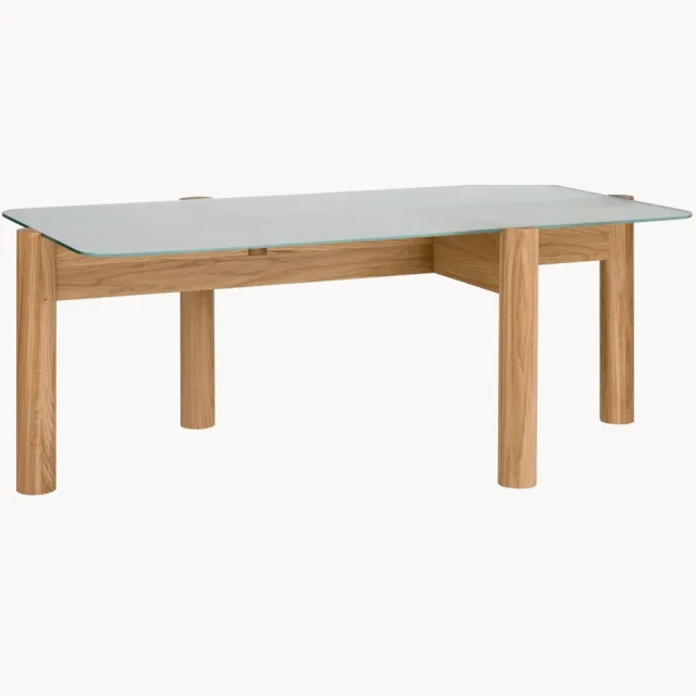 noo.ma Salontafel Kob van eikenhout met glazen tafelblad Bruin