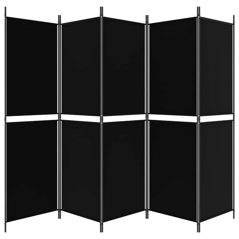 vidaXL Kamerscherm met 5 panelen 250x180 cm stof zwart, foto 5