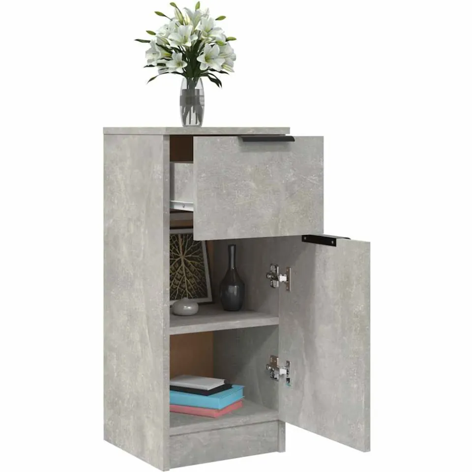 vidaXL Dressoirs 2 st 30x30x70 cm bewerkt hout betongrijs grijs, foto 4