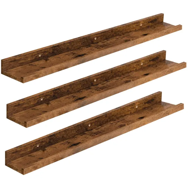 Unyqoos Stijlvolle Zwevende Wandplanken Set van 3 met Onzichtbare Bevestiging voor Diverse Ruimtes Vintagebruin