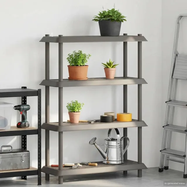 vidaXL Plankenunit 4-laags 100 x 40 x 136,5 cm PP Lichtgrijs, foto 2