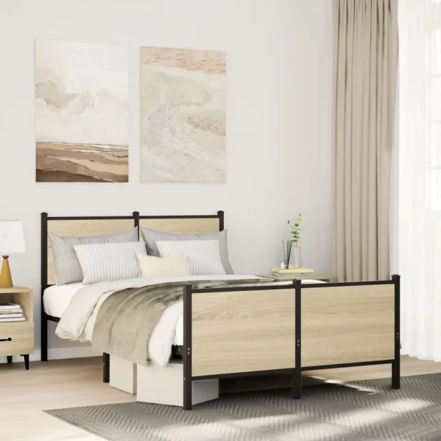 vidaXL Bedframe zonder matras metaal sonoma eikenkleurig 120x200 cm Bruin