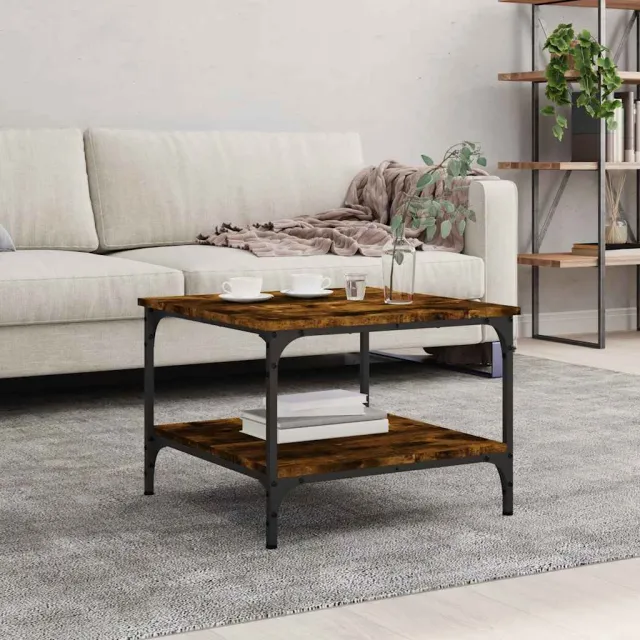 vidaXL Salontafel 55x55x40 cm bewerkt hout gerookt eikenkleurig, foto 2