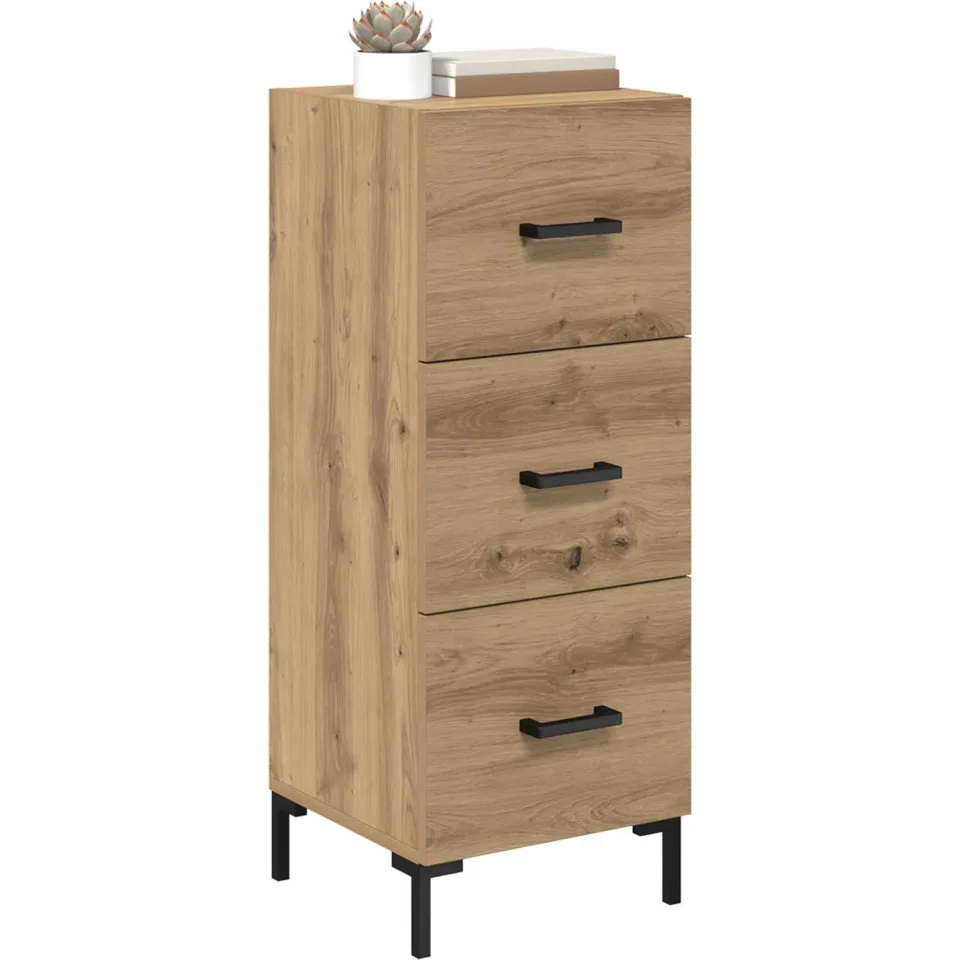 vidaXL Dressoir Artisan Eiken 34,5 x 34 x 90 cm Bewerkt hout Bruin