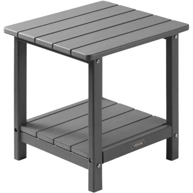 Vevor Bijzettafel Kunststof Tuintafel Balkontafel 2 Planken 45x38x44cm Grijs