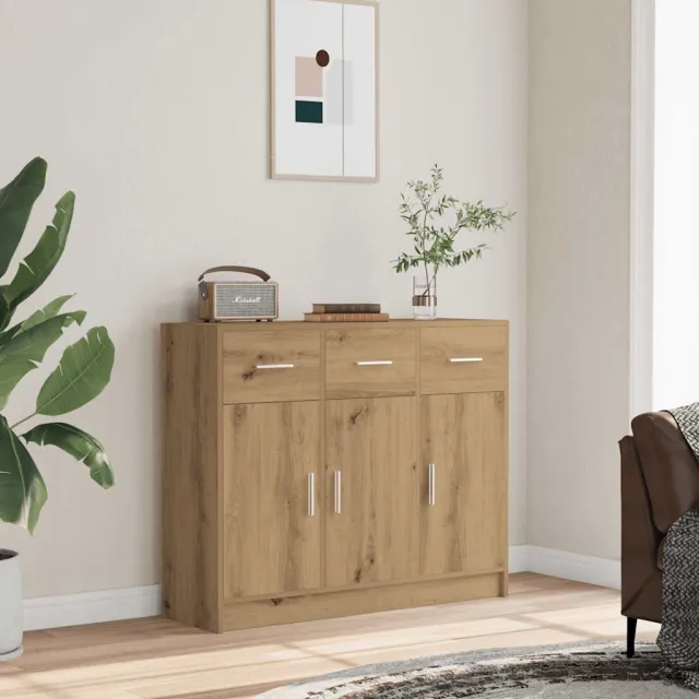vidaXL Dressoir 91x28x75 cm bewerkt hout artisanaal eikenkleur Bruin