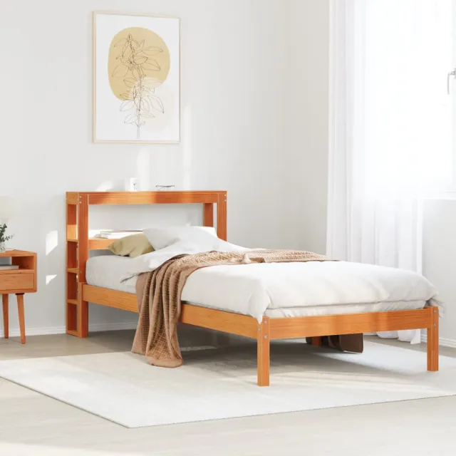 vidaXL Bedframe met hoofdbord massief grenenhout wasbruin 100x200 cm