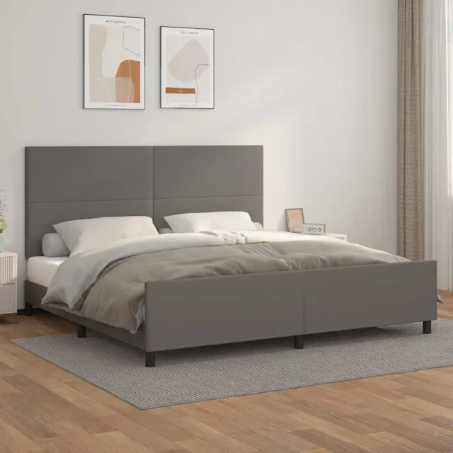 vidaXL Bedframe met hoofdbord kunstleer grijs 200x200 cm