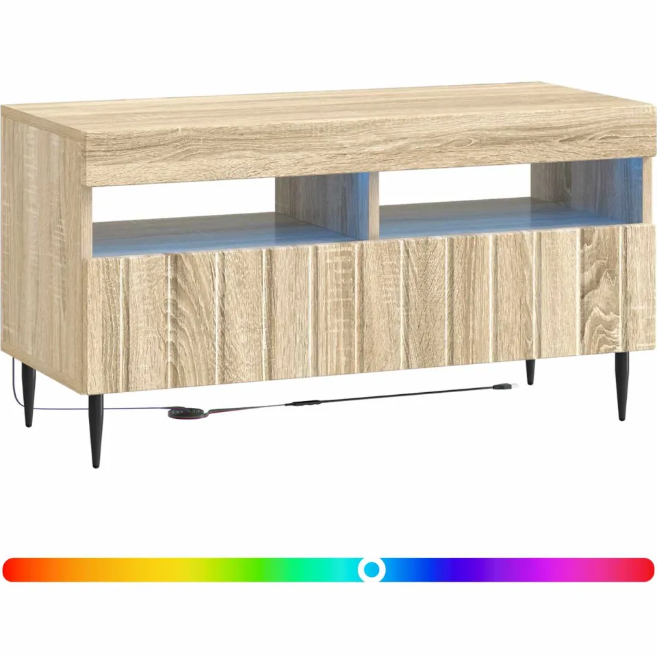 vidaXL LED tv-meubel ZWOLLE 81 x 35 x 43 cm Sonoma Eiken Bewerkt hout Bruin