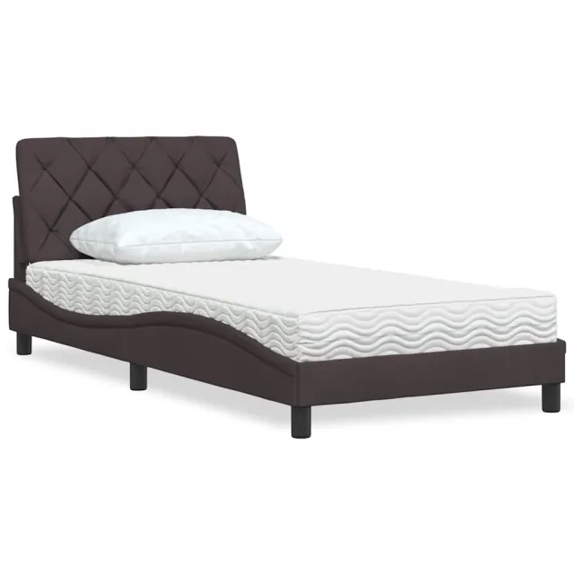 vidaXL Bed met matras stof donkerbruin 100x200 cm