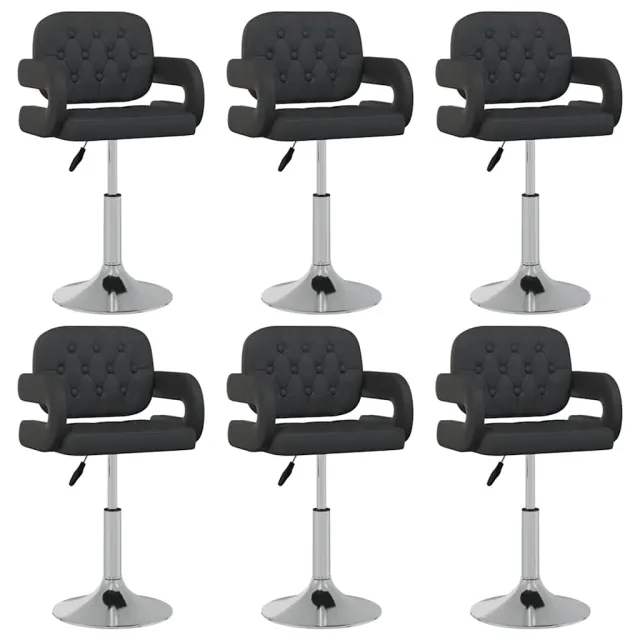 vidaXL Eetkamerstoelen draaibaar 6 st kunstleer zwart