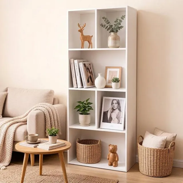 HAUSS SPOLE Boekenkast - Open Staand Ontwerp Met 6 Vakken - Ruimtebesparend Voor Woonkamer En Werkkamer - MDF - 50,2x29,2x118 Cm - Wit