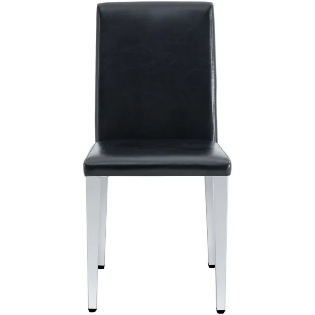 SONNENH Eetkamerstoelen set van 6 - Zwart PU-kunstleer - Hoge rug - Zilverkleurige metalen poten - Hoogte 90 cm Zwart met zilverkleurige metalen poten