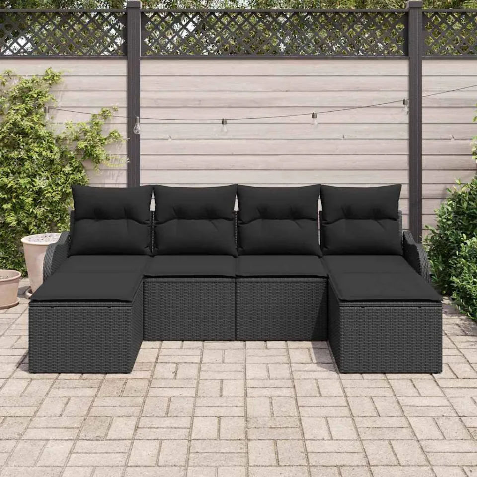 vidaXL Tuin Sofa Set 6 st Zwart poly rattan, foto 3