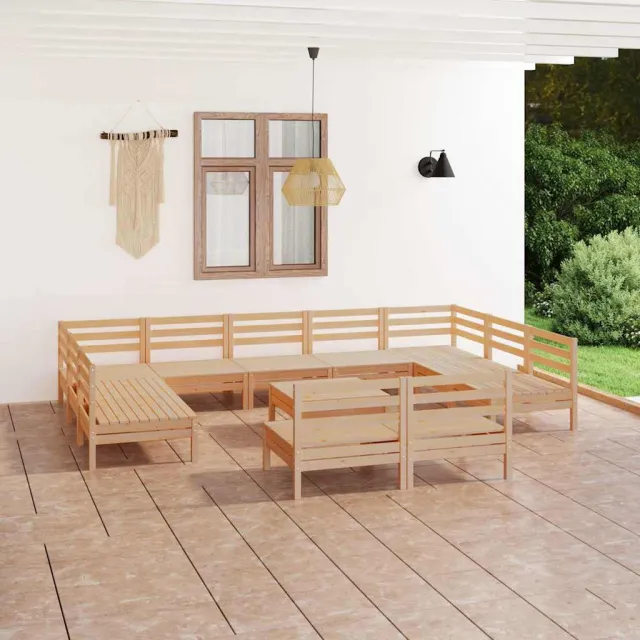 vidaXL 12-delige Loungeset massief grenenhout Bruin