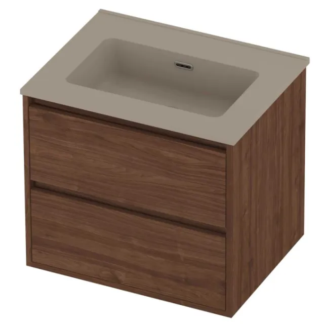 Proline Tribute Badmeubelset Porselein 1 Gat 60x46x54 cm Mat Crème Cotton Indian Walnut Houtlook