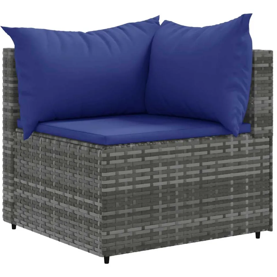 vidaXL 8-delige Loungeset met kussens poly rattan grijs