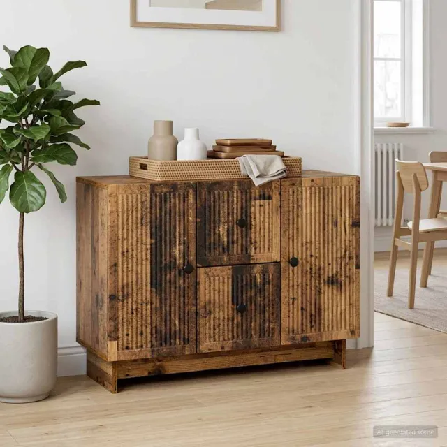 vidaXL Dressoir met lade Oud hout 89 x 34,5 x 60 cm Bewerkt hout Bruin