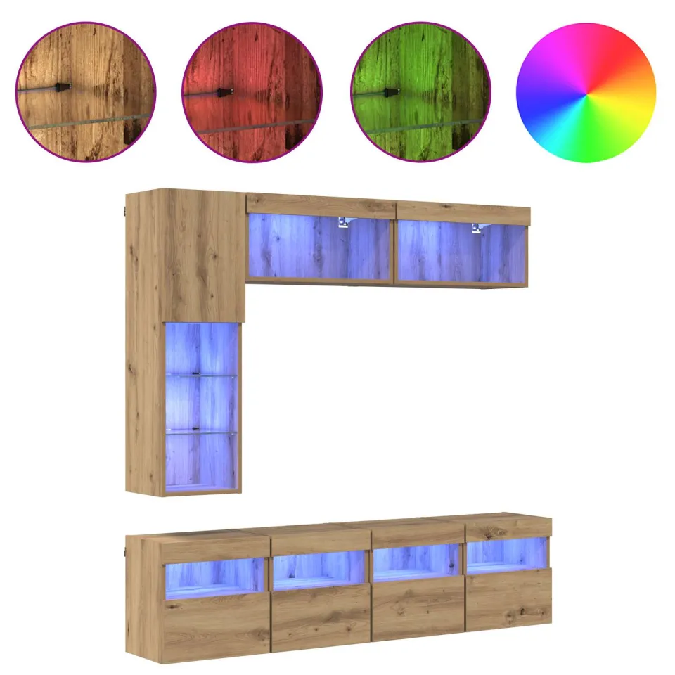vidaXL TV-kast 7 st 30,5 x 30 x 102 cm Artisan Eiken, foto 4