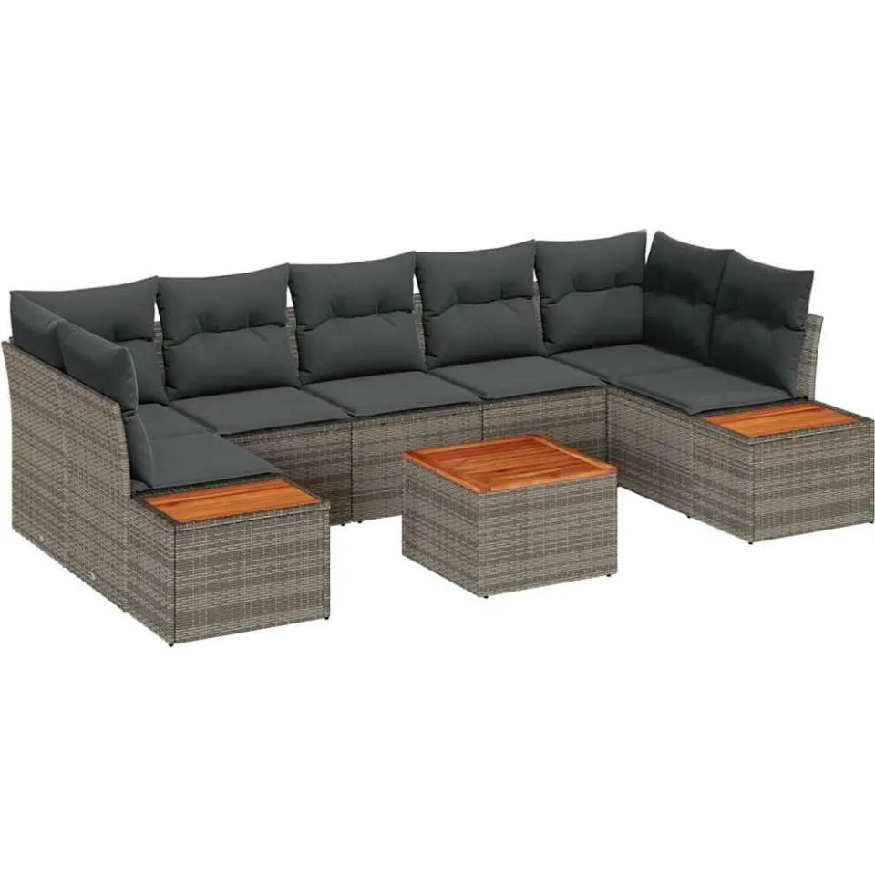 vidaXL Tuin Sofa Set 8 st Grijs Poly riet