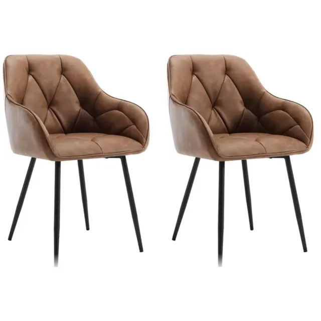 RosaBloom J&R Stoelen - Set van 2 stoelen - Eetkamerstoel - Eettafel stoel - Eetstoel - Stoel - PU leer - Bruin