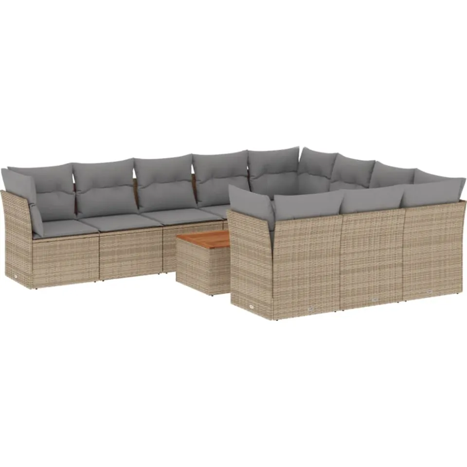 vidaXL Patio Sofa Set 10-zits Beige mix en grijs