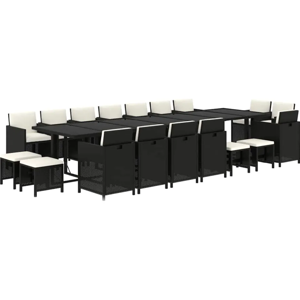 vidaXL 19-delige Tuinset met kussens poly rattan zwart, foto 2