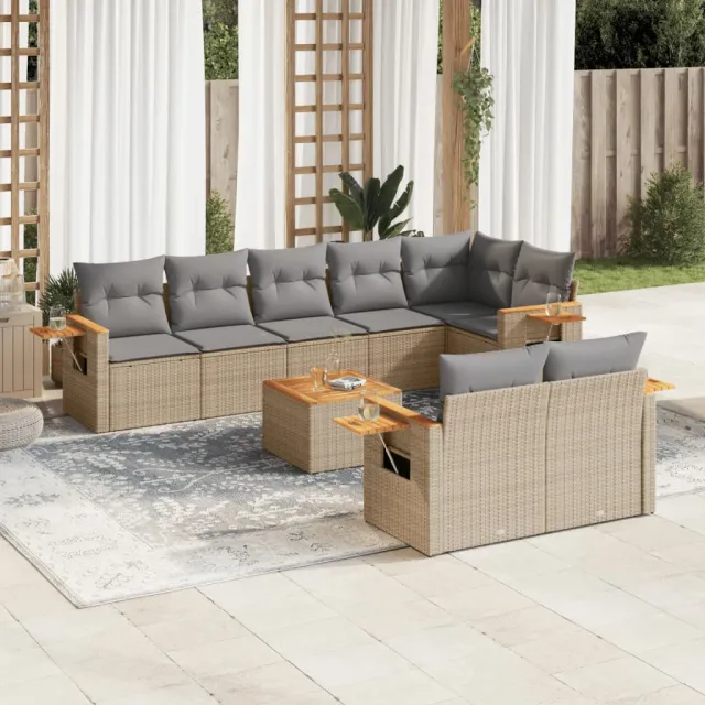 vidaXL Patio Sofa Set 9-zits Beige en Grijs, foto 2