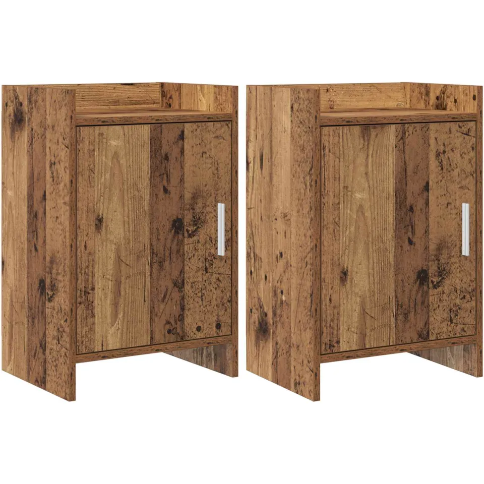 vidaXL Nachtkastjes 2 st Oud hout 40 x 30 x 60 cm Bewerkt hout bruin, foto 3