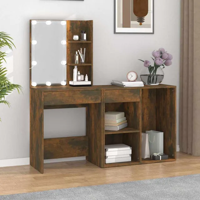 vidaXL Kaptafel met kastje bewerkt hout gerookt eikenkleurig, foto 2