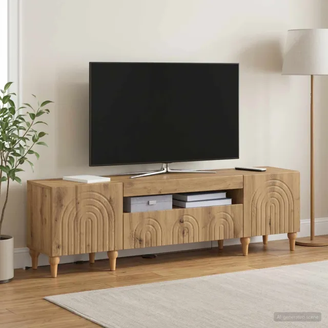 vidaXL LED tv-meubel ALKMAAR 153 x 35 x 43 cm Artisanaal eiken Bruin